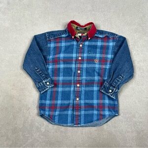 Tommy Hilfiger Blue and Red Plaid Button Down Shirt